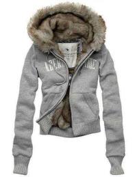 dames abercrombie fitch fur hooded outwear zip lichtgrijs Shop Tilburg j5d92959